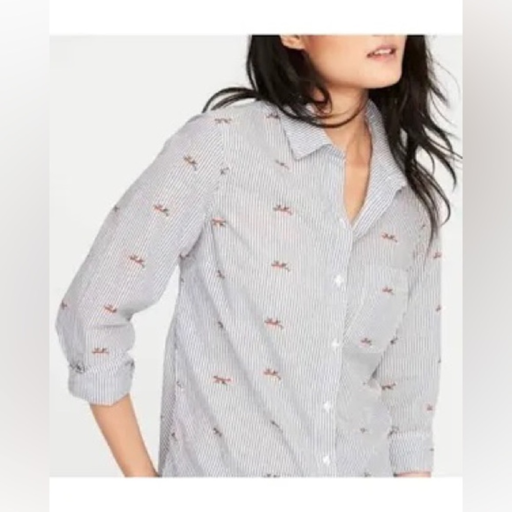 Pinstripes and foxes button down 🦊